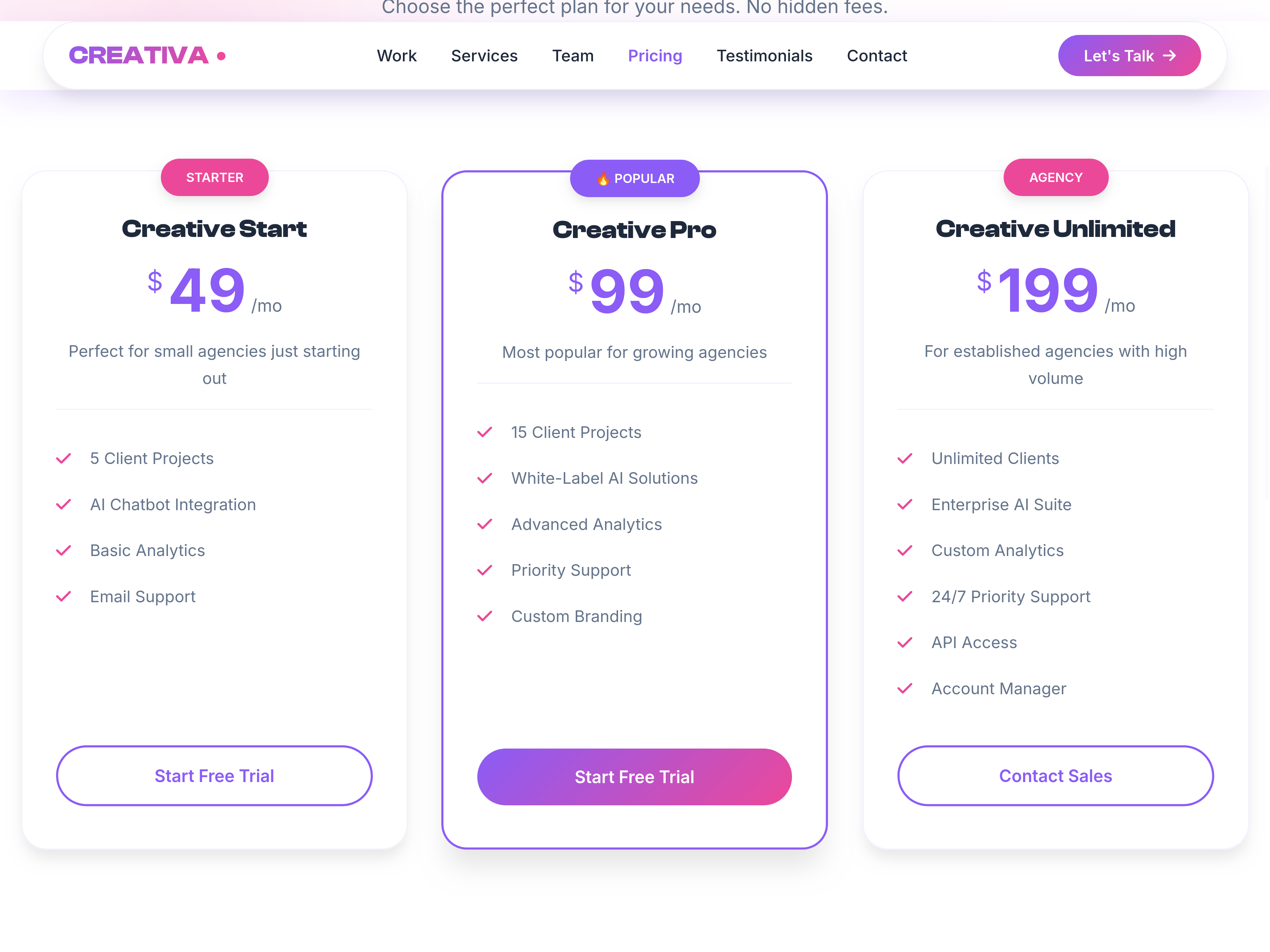 Pricing Page