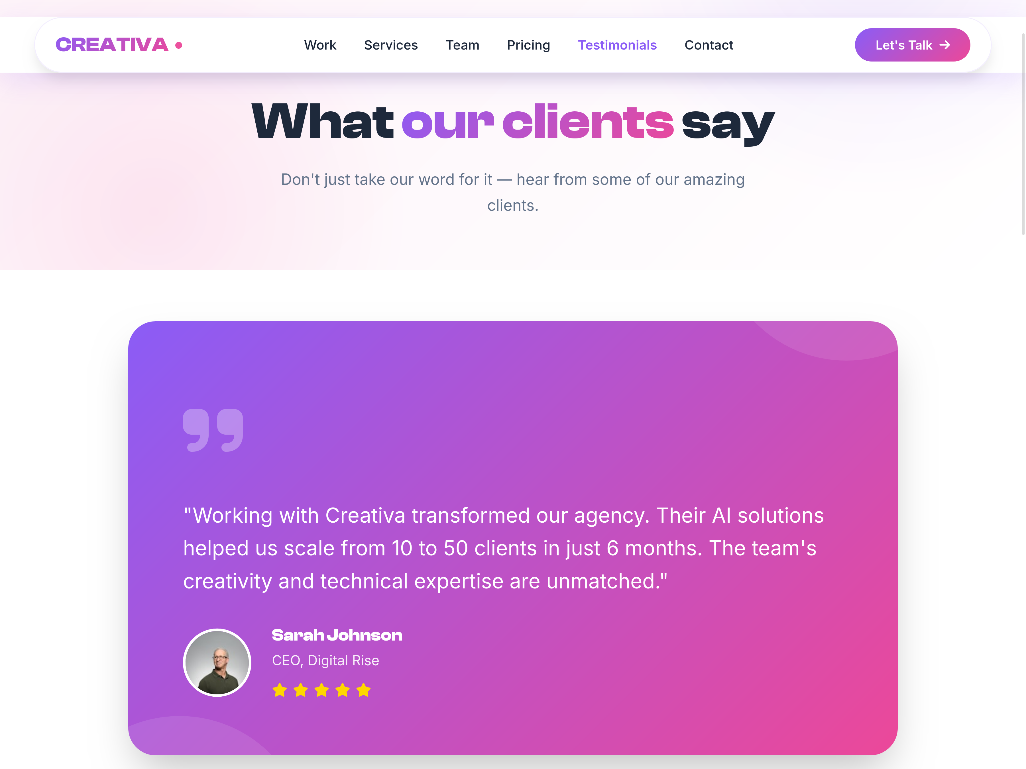 Testimonials Page